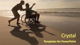  Presentation with selfie - PPT layouts featuring physically disable - side view of active senior background and a tawny brown colored foreground