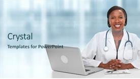  Presentation with doctor african - Presentation consisting of physician - african american doctor woman background and a sky blue colored foreground