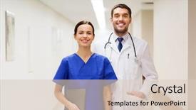  Presentation with medicine - Slides enhanced with physician assistant - healthcare profession people and medicine background and a lemonade colored foreground