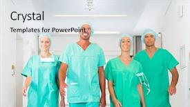  Presentation with scrubs - Slides with physician assistant - hospital - medical surgery team background and a light gray colored foreground