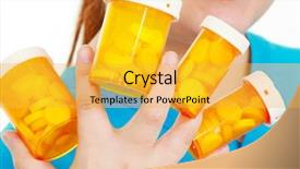  Presentation with capsules pills pill doctor prescription - Slide deck enhanced with lot of blue photovoltaic background and a soft green colored foreground.