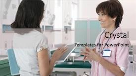  Presentation with medical procedure simulation using plasma - Presentation theme with physician assistant - medical staff talking using background and a  colored foreground