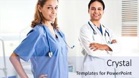  Presentation with clinic - Presentation theme consisting of physician assistant - nurse and doctor background and a  colored foreground