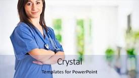  Presentation with physician - Colorful PPT layouts enhanced with physician assistant - portrait of a beautiful smiling backdrop and a light blue colored foreground
