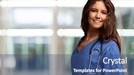  Presentation with physician - Amazing presentation design having physician assistant - portrait of a beautiful smiling backdrop and a ocean colored foreground