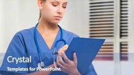  Presentation with writing notes - Beautiful presentation theme featuring physician assistant - portrait of a nurse writing backdrop and a ocean colored foreground