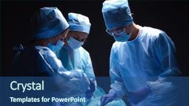  Presentation with physician - Slide deck having physician assistant - team surgeon at work background and a  colored foreground