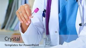  Presentation with medical assistant - Theme having physician assistant - woman researcher is surrounded background and a  colored foreground
