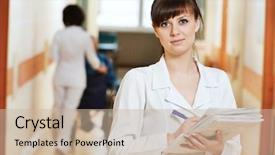  Presentation with medic - Cool new presentation theme with physician assistant - young nurse doctor in medic backdrop and a mint green colored foreground