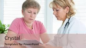  Presentation with physician - PPT layouts having physician discusses test results background and a coral colored foreground