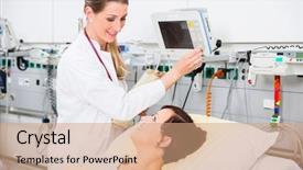  Presentation with intensive care - Cool new slide deck with physician in intensive medical care backdrop and a coral colored foreground