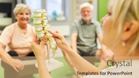  Presentation with spine - Audience pleasing PPT layouts consisting of physician-or-physiotherapist backdrop and a coral colored foreground