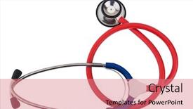  Presentation with physician - Colorful presentation theme enhanced with physician-s-stethoscope-against-white backdrop and a coral colored foreground