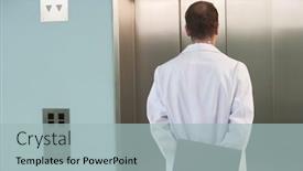  Presentation with physician - Beautiful slide deck featuring physician-waiting-for-the-elevator backdrop and a light blue colored foreground