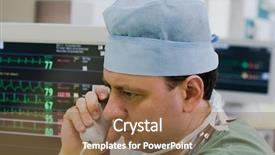  Presentation with intensive care - Presentation theme with physician with phone in intensive background and a coral colored foreground