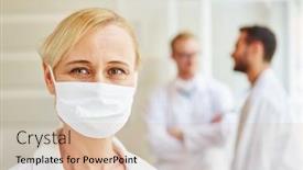  Presentation with physician - Audience pleasing slide set consisting of physician with surgical mask ready for surgery backdrop and a soft green colored foreground