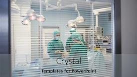  Presentation with surgery - Beautiful slide set featuring physicians-in-surgery-viewed-through backdrop and a light gray colored foreground