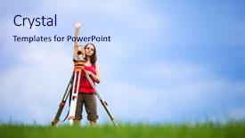  Presentation with surveyor - Colorful PPT layouts enhanced with physics level - young land surveyor at work backdrop and a sky blue colored foreground