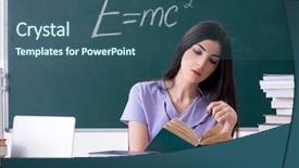  Presentation with teacher - Audience pleasing presentation consisting of theory learning - young female teacher student backdrop and a lemonade colored foreground