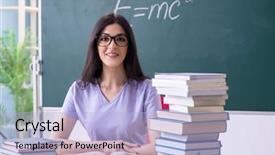  Presentation with teacher and student - Presentation theme featuring theory learning - young female teacher student background and a light blue colored foreground