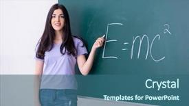  Presentation with theory - PPT theme consisting of theory learning - young female teacher student background and a ocean colored foreground