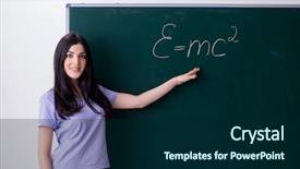  Presentation with teacher - Presentation design with theory learning - young female teacher student background and a navy blue colored foreground