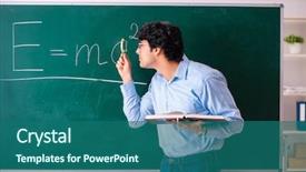  Presentation with physic - Slide deck featuring physical education related - young male physic standing background and a ocean colored foreground