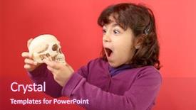  Presentation with christian education child protection policy - Slide set with physiology - child holding skull background and a violet colored foreground