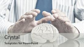  Presentation with 3d human body brain - Presentation theme featuring physiology - hands of man holding background and a light gray colored foreground