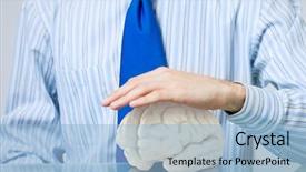  Presentation with hands holding - Slide set featuring physiology - hands of man holding background and a light blue colored foreground