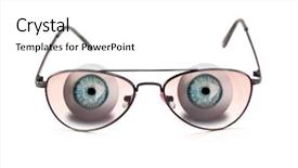  Presentation with eyes - Slide deck consisting of physiology - human eyes with glasses isolated background and a white colored foreground