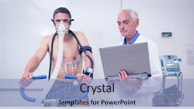  Presentation with exercise bike - PPT layouts consisting of physiology - man doing fitness test background and a light blue colored foreground