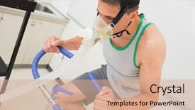  Presentation with bike - Beautiful PPT layouts featuring physiology - man doing fitness test backdrop and a coral colored foreground