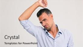  Presentation with odor - PPT theme featuring physiology - man smelling sniffing his armpit background and a light gray colored foreground