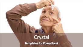  Presentation with eye - Cool new presentation with physiology - mature man applying eye drops backdrop and a tawny brown colored foreground