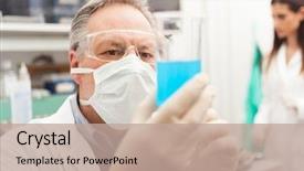  Presentation with test tube laboratory - Slide deck enhanced with physiology - scientist holding a test tube background and a coral colored foreground