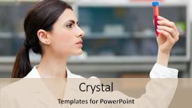  Presentation with blood test - Amazing presentation theme having physiology - woman researcher doing a blood backdrop and a soft green colored foreground