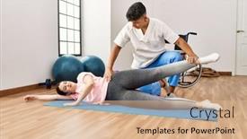  Presentation with treatment - Presentation theme with physioterapist-man-giving-treatment background and a  colored foreground