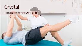  Presentation with physical exercises - Amazing presentation design having physiothepy - patient at the physiotherapy doing backdrop and a lemonade colored foreground