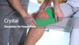  Presentation with physiotherapist - PPT theme having physiotherapist applying kinesio tape onto background and a gray colored foreground