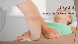  Presentation with pelvis - Presentation theme consisting of physiotherapist checking patients pelvis alignment background and a lemonade colored foreground