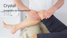  Presentation with knee - PPT layouts enhanced with physiotherapist controlling knee background and a sky blue colored foreground