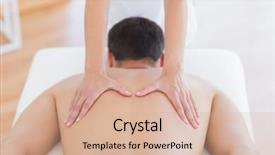  Presentation with masseur doing massage spa - Amazing presentation design having physiotherapist doing back massage backdrop and a coral colored foreground