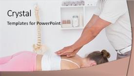  Presentation with physiotherapist - PPT theme having physiotherapist doing back massage in medical office background and a white colored foreground