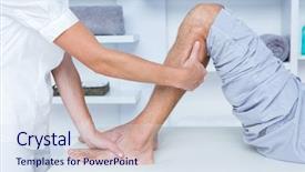  Presentation with physiotherapist - Presentation theme featuring physiotherapist doing calf massage background and a sky blue colored foreground