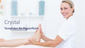  Presentation with foot massage - Beautiful slides featuring physiotherapist doing foot massage in medical office backdrop and a sky blue colored foreground