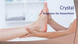  Presentation with foot massage - Presentation theme featuring physiotherapist doing foot massage background and a sky blue colored foreground