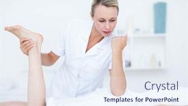  Presentation with foot massage - Presentation with physiotherapist doing foot massage in medical office background and a sky blue colored foreground