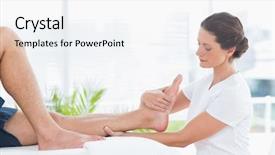  Presentation with physiotherapist - PPT layouts having physiotherapist doing leg massage background and a white colored foreground