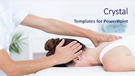  Presentation with physiotherapist - Audience pleasing slide set consisting of physiotherapist doing neck massage backdrop and a sky blue colored foreground